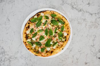 Pizza with salmon