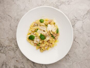 Pasta di Polo with white mushrooms