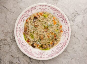 Risotto with white mushrooms