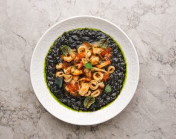 Risotto Nero with Seafood and Caviar