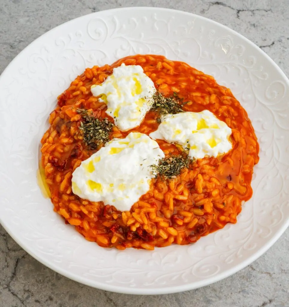 Tomato Risotto with Stracciatella